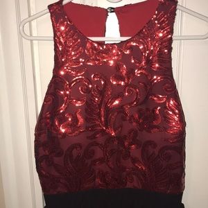 Sequin Sleeveless Open Back Floor Length Gown XL